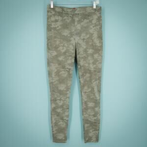 Spanx Size Large L Green Camo Print Pull On Stretch Elastic Waist Leggings